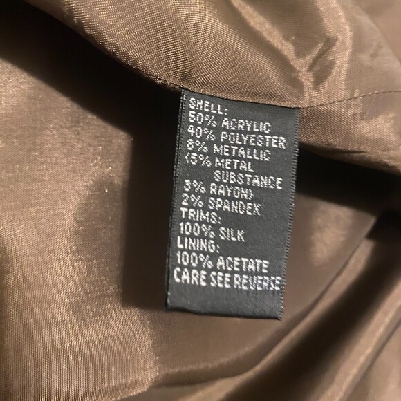 NWT Carmen Marc Valvo Metallic Brown Beaded Evening Cocktail Midi Dress Size 14 - Picture 8 of 9